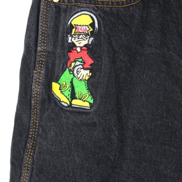 BUTTER WORLDWIDE INC MEN'S BLUE JEAN SHORTS W/EMBROIDERED "BASS" CHARACTER SZ 28 - Picture 2 of 8